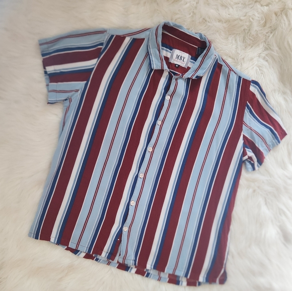 MBX Other - Mens Stripe Short Sleeve Button Up Shirt (Size M)